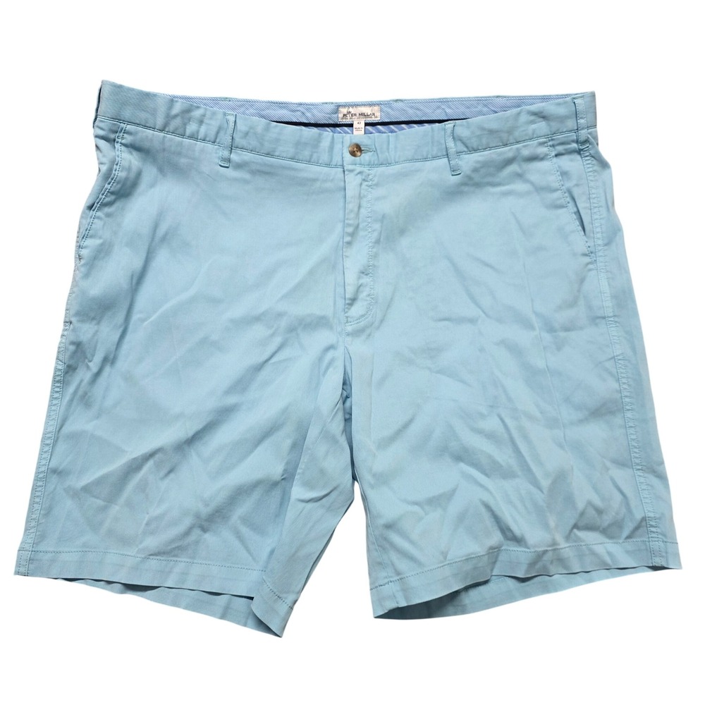 Peter Millar Mens Blue Cotton Tencel Blend Flat Front Shorts‎ Size 42 10262021